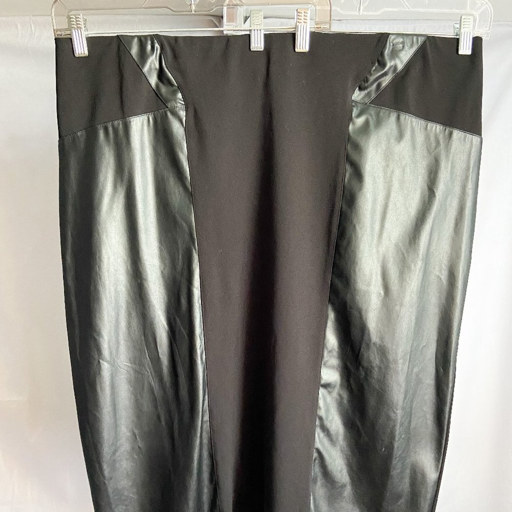 Avenue black leather paneled PLUS SIZE skirt, black PLUS SIZE skirt, leather